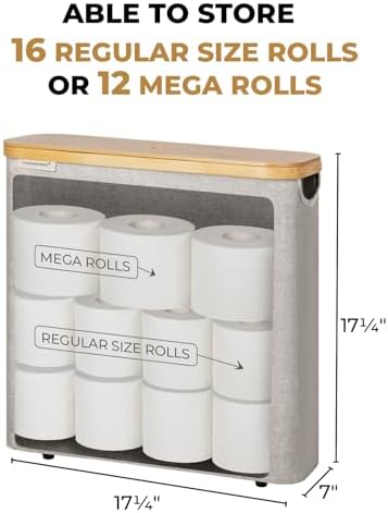 StorageWorks Toilet Paper Storage Basket with Bamboo Lid & Window