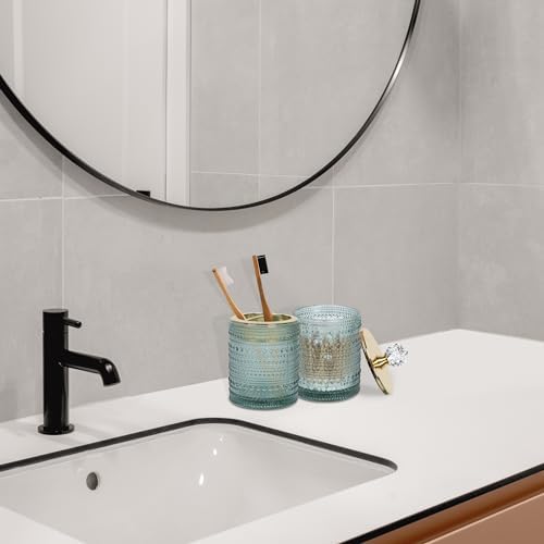 FEILANDUO Glass Bathroom Accessories Set, Green, 4Pcs
