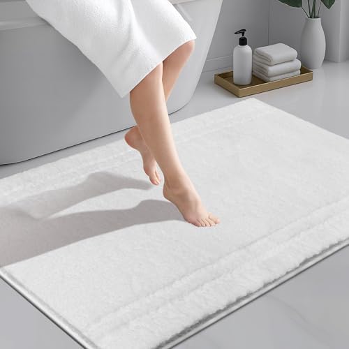 PURRUGS Bathroom Rug, Bath Mat, 30" x 46", White