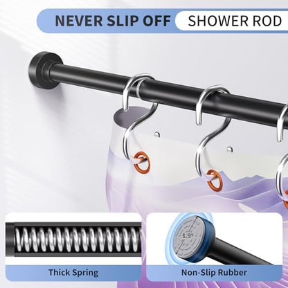 Black Shower Curtain Rod 34-66 Inch(2.8-5.5ft) Adjustable Shower Rod