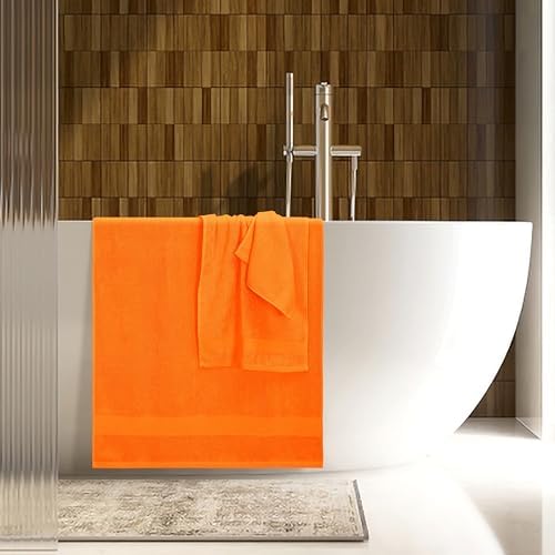 Belizzi Home 8 Piece Towel Set 100% Ring Spun Cotton, 2 Bath Towels 27x54, 2 Hand Towels 16x28 and 4 Washcloths 13x13 - Ultra Soft Highly Absorbent Machine Washable Hotel Spa Quality - Orange