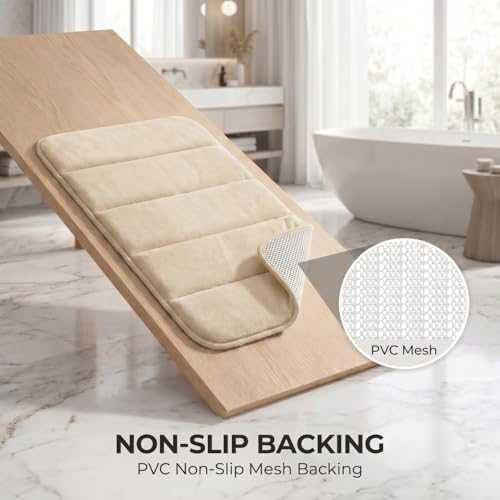 2 Piece Memory Foam Bath Mat Set, Extra Soft Absorbent Bathroom Rugs with U-Shaped Toilet Rug, Non-Slip Backing, Machine Washable, 24x16 + 20x20 U-Shaped, Camel