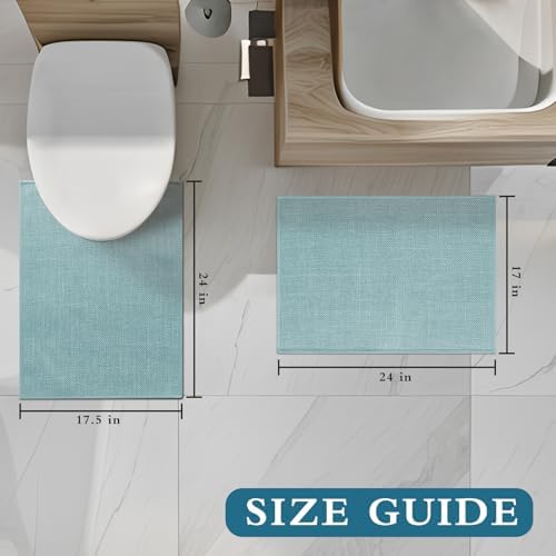 YIHOUSE Bathroom Rugs Thin Bath Mat Sets 4 Pieces Quick Dry,Blue