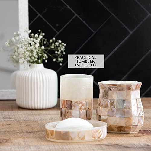 Milano Mother of Pearl 4 Piece Resin Bathroom Accessories Set
