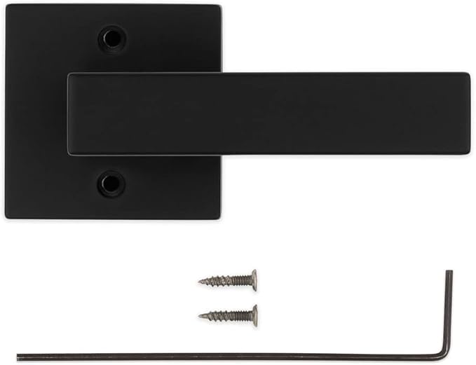 Kwikset Singapore Dummy Door Handle, Single Sided Lever for Closets, French Double Doors, and Pantry, Matte Black Non-Turning Reversible Interior Push/Pull Lever, with Microban Protection (Pack of 4)
