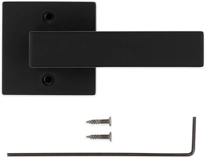 Kwikset Singapore Dummy Door Handle, Single Sided Lever for Closets, French Double Doors, and Pantry, Matte Black Non-Turning Reversible Interior Push/Pull Lever, with Microban Protection (Pack of 4)