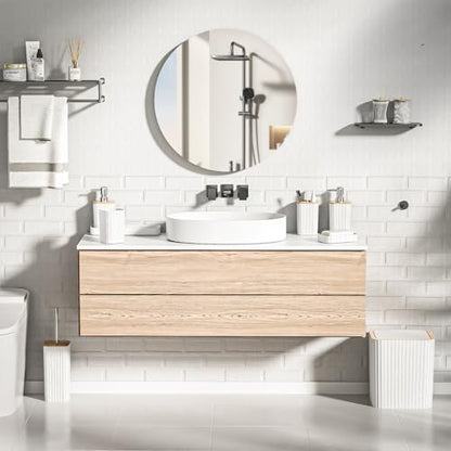 XLHOMO Bathroom Accessories Set - Elegant White Bathroom Set, 10PC Bathroom Accessory Set, Toilet Brush, Trash Can, Qtip Holder Dispenser & Soap Dispenser
