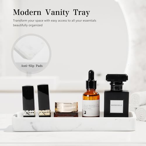 YMXYJM Bathroom Accessories Set, 4 Piece Toothbrush Holder Set Marble White