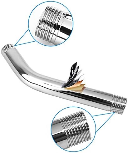 NearMoon Shower Arm with Flange, Made of 304 Stainless Steel Shower Extension Extender Pipe, Wall-Mounted for Fixed Bathroom Showerhead, Never Rust (6 Inch, Chrome Finish)