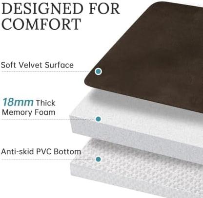 HUXMEYSON 3-Piece Memory Foam Bathroom Rug Set, Brown