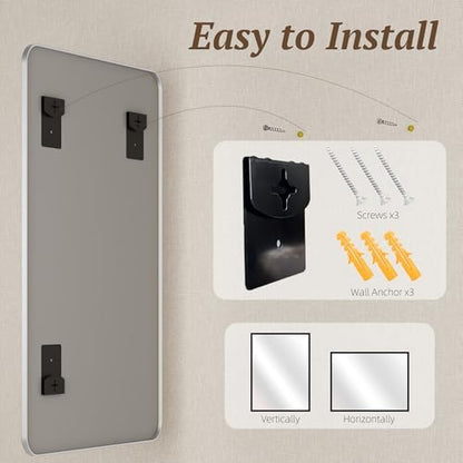 Bathroom Mirror 60" x 30", Large Rectangle Wall Mirror, Silver