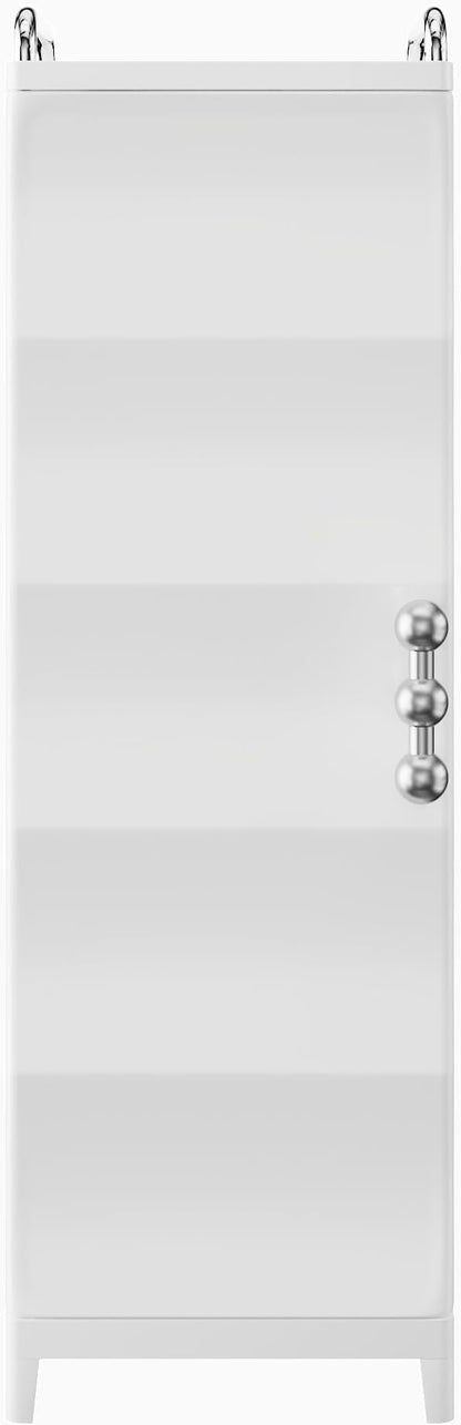 VECELO Narrow Storage Cabinet with Door, Slim Bathroom Storage Cabinet with Adjustable Shelves, for Small Spaces, Bathroom, Kitchen, Laundry, 29.7” H, White