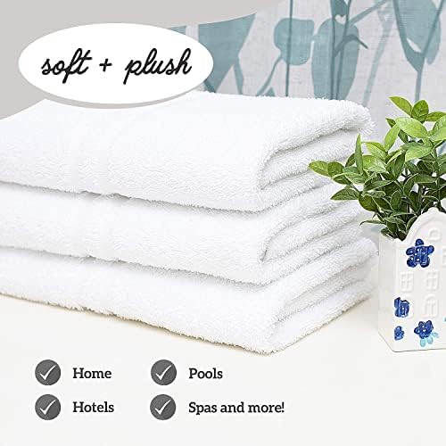 GREEN LIFESTYLE Bath Towels 24" x 50" 48 Pack - White Large Bath Towels, Soft Absorbent Thick Towels for Hotel, Spa, Gym and Bathroom Use, Cotton Blend Bulk Towel Set