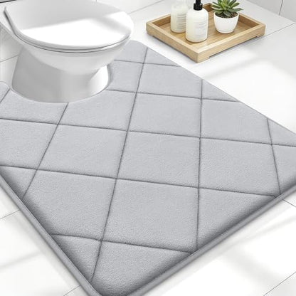 OLANLY Memory Foam Toilet Rugs U-Shaped 24x20, Ultra Soft and Absorbent