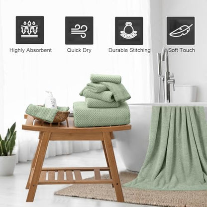 Hand Towels Set 2 Pack-16“x31”,Ultra Soft Microfibers Bathroom Towel Set Highly Absorbent Quick Dry Luxury Premium Towel Lightweight Durable Hand Towel Collection for Hotel Spa Gym Kitchen,Green