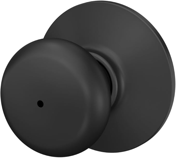 Schlage F40 PLY 622 Plymouth Door Knob, Bed & Bath Privacy Lock, Matte Black