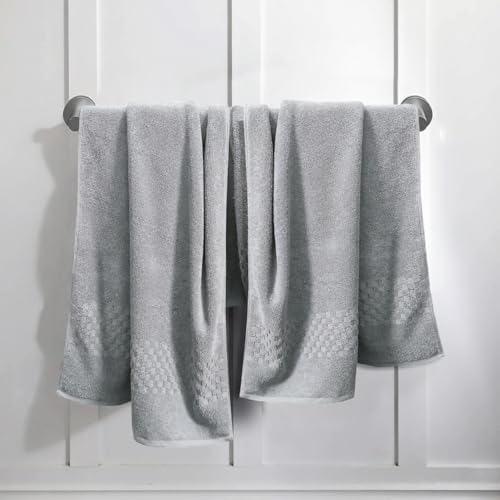 Feather & Stitch 100% Cotton 625 GSM Bath Towel Set of 6, Ultra Soft Highly Absorbent 2 Bath Towels, 2 Hand Towels & 2 Washcloth - Luxury Quick Dry Shower Towels (Grey)