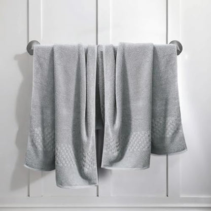 Feather & Stitch 100% Cotton 625 GSM Bath Towel Set of 6, Ultra Soft Highly Absorbent 2 Bath Towels, 2 Hand Towels & 2 Washcloth - Luxury Quick Dry Shower Towels (Grey)