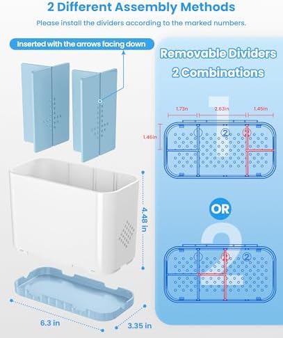 Toothbrush and Toothpaste Holders for Bathrooms Countertop - Detachable 5 Slots Kids Electric Toothbrush Holders Set Wall Mounted with Removable Dividers for Bathroom Decor and Accessories Organizer