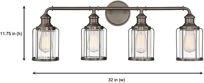 Designers Fountain Anson 4-Light Industrial Bathroom Vanity Light Fixture, 91304-SCB