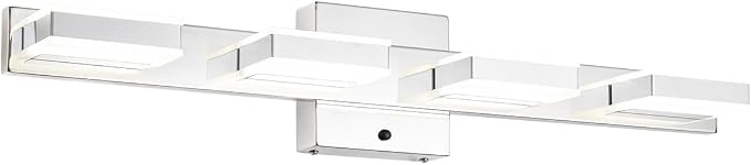 mirrea 24" 4 Light 3CCT LED Chrome Bathroom Vanity Light Fixture | Over Mirror,Bathroom Light Fixture,3000K/4000K/5000K ,Dimmable,Rust-resistant,Moisture-resistant,Acrylic shade