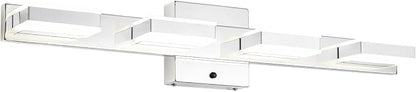 mirrea 24" 4 Light 3CCT LED Chrome Bathroom Vanity Light Fixture | Over Mirror,Bathroom Light Fixture,3000K/4000K/5000K ,Dimmable,Rust-resistant,Moisture-resistant,Acrylic shade