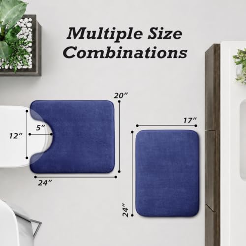HUXMEYSON Bathroom Rugs Sets 2 Piece, Non-Slip & Quick Dry Bath Mat Set, Ultra Soft Velvet Bath Rugs for Bathroom, Toilet and Shower Floor, Royal Blue