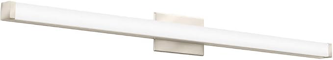 Lithonia Lighting 48-Inch LED Vanity Light with 3-in-1 Switchable White Color Temperature, Contemporary Square Bathroom Vanity Wall Light Fixture for Over The Mirror, Brushed Nickel