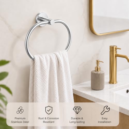 Polished Chrome Bathroom Accessories Set, 7 Pieces Towel Bar Bathroom Hardware Set, 24 Inch Towel Racks for Bathroom, SUS304 Stainless Steel Bathroom Towel Holder Toilet Paper Holder Wall Mounted