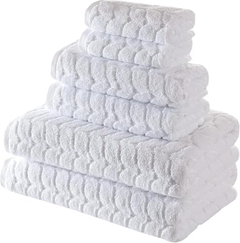 BAGNO MILANO Turkish Cotton Bath Towels, Hand Towels - Soft Plush Jacquard Collection Luxury Towels Set (White, Bath Towel Set of 2)