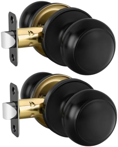 Haidms 2 Pack Matte Black Passage Door Knobs, Black Closet Door Knobs,Passage Doorknobs Interior for Closet or Hall, Hallways