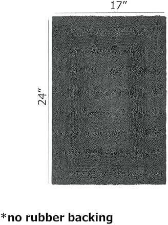 COTTON CRAFT 2 Pack Reversible Bath Mat Rug - Plush -17x24- Charcoal Grey