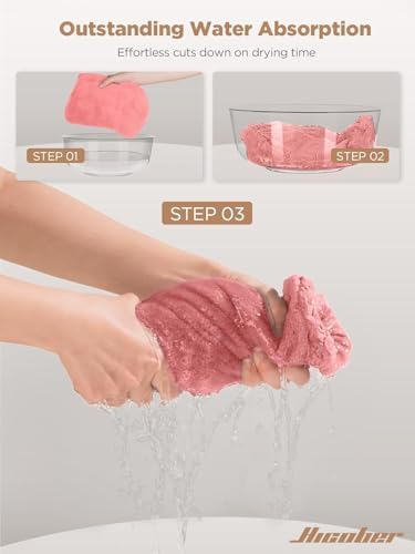 Hicober Microfiber Hair Towel Wrap for Women, Quick Dry,Purple Pink, 2-Pack