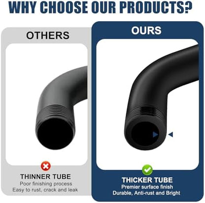 Shower Arm with Flange, 6 Inch, Matte Black