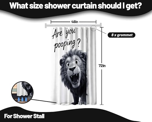Small Stall Shower Curtain Rv are You Pooping Lion, 48 x 72 Inchs