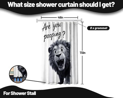 Small Stall Shower Curtain Rv are You Pooping Lion, 48 x 72 Inchs
