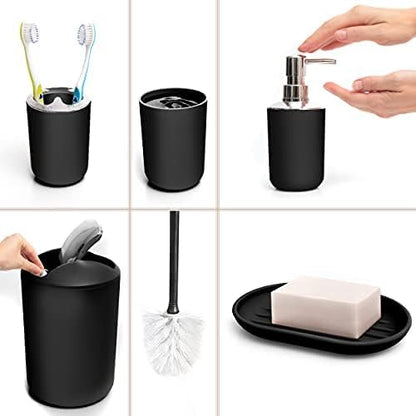 Moss & Stone 6-Piece Black Bathroom Accessories Set, Soap Dispenser