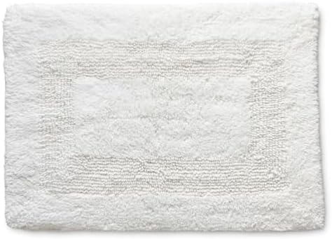 KEMA Bathroom Rugs 17"x24", Cotton Reversible Bath Mat for Bathroom Ultra Soft Plush Bath Rugs Water Absorbent Quick Dry Thick Floor Mats for Shower, Restroom, Bedroom, Kitchen (White)