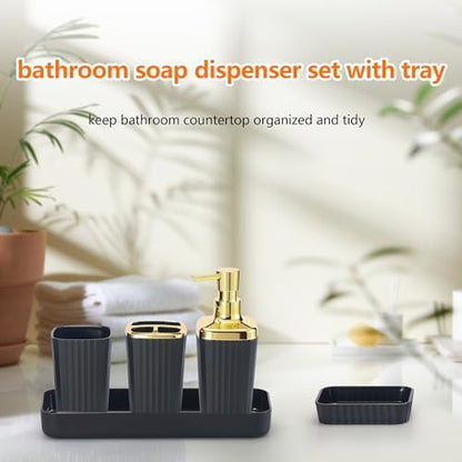 9 PCS Black Bathroom Accessories Set with Trash Can Bathroom Accessory