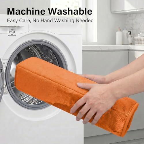 2 Piece Memory Foam Bath Mat Set, Extra Soft Absorbent Bathroom Rugs with U-Shaped Toilet Rug, Non-Slip Backing, Machine Washable, 24x16 + 20x20 U-Shaped, Orange
