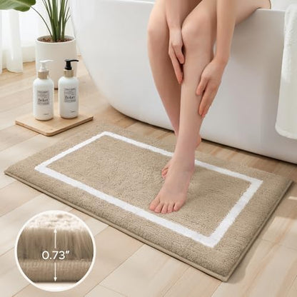 HOMEIDEAS Beige Bathroom Rugs Sets 2 Piece 20" x 32" + 16" x 24"