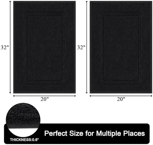 SHACOS Soft Microfiber Black Bathroom Rugs Sets 2 Pieces 32x20 inch