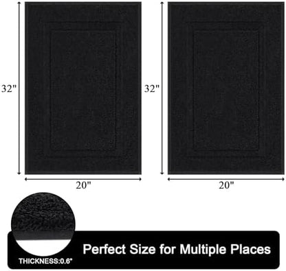 SHACOS Soft Microfiber Black Bathroom Rugs Sets 2 Pieces 32x20 inch