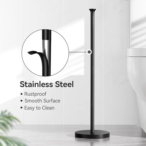 Toilet Paper Holder Stand(with Reserve Function), Free-Standing Spare Rolls Storage Holder, Stainless Steel, Modern Design
