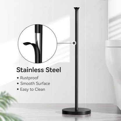 Toilet Paper Holder Stand(with Reserve Function), Free-Standing Spare Rolls Storage Holder, Stainless Steel, Modern Design