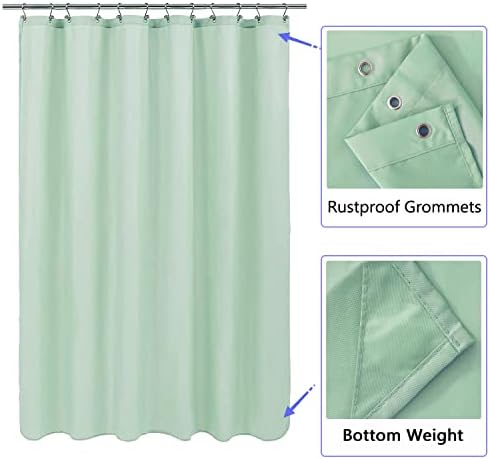 LLSCL Apple Green Fabric Shower Curtain Liner with Magnets, Waterproof Hotel Quality, 72 x 72 Machine Washable