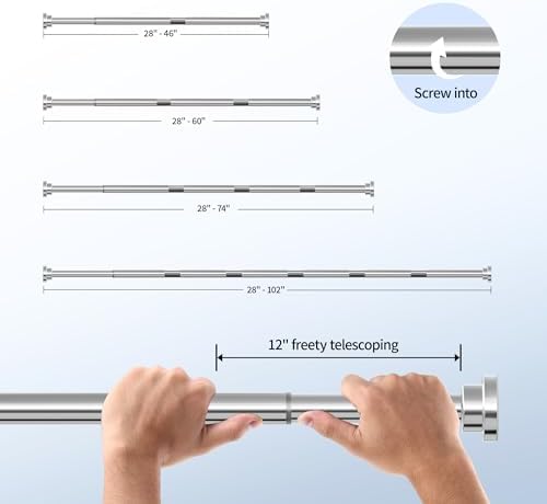 Mcrbeay Shower Curtain Rod, 1" Diameter Heavy Duty Tension Shower Rod