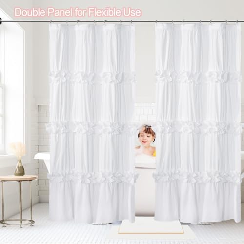 Homechoice Decor 2 Pack Fabric Shower Curtain Set, 36" W x 72" L x 2 Panels