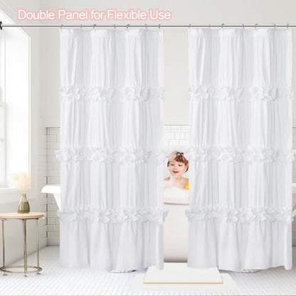 Homechoice Decor 2 Pack Fabric Shower Curtain Set, 36" W x 72" L x 2 Panels