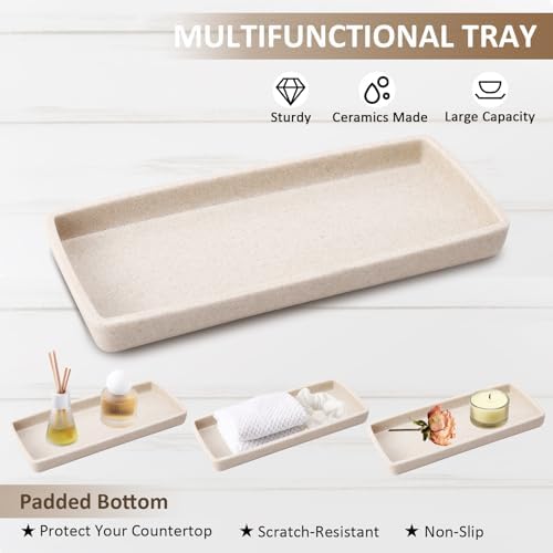 XLHOMO Resin Beige Bathroom Set, 6 Pcs Bath Decor and Accessories Sets